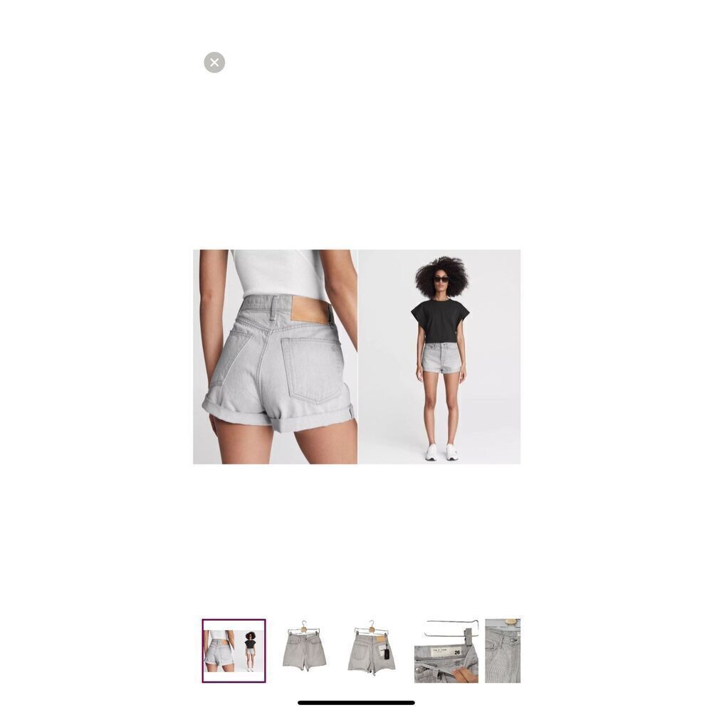 Rag & Bone Maya Highrise Grey  Denim Shorts Sz 27